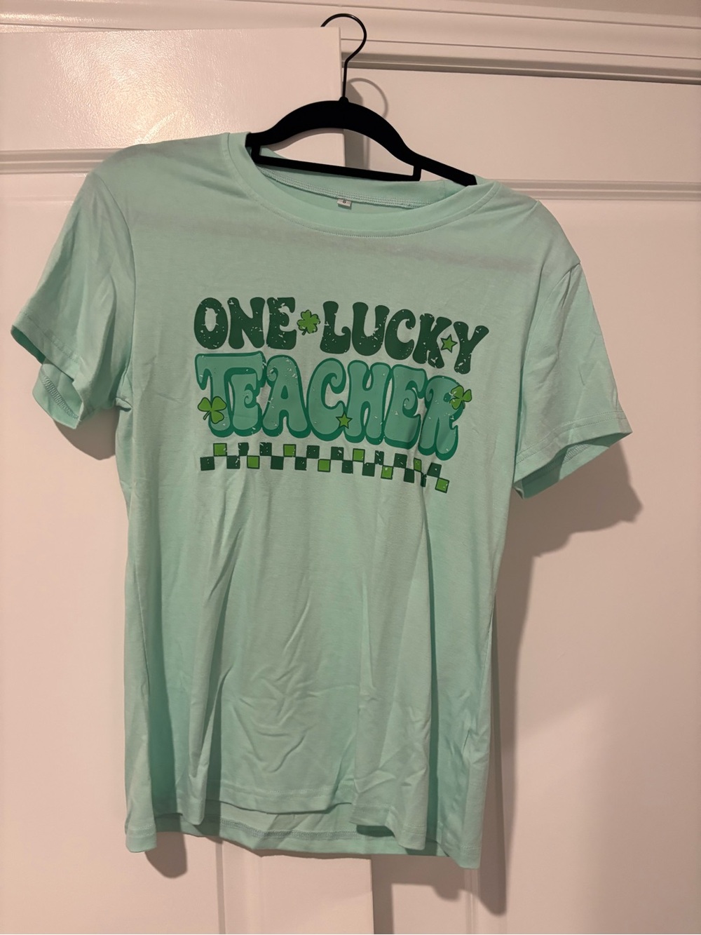 One Lucky Teacher Mint Green Graphic Tee